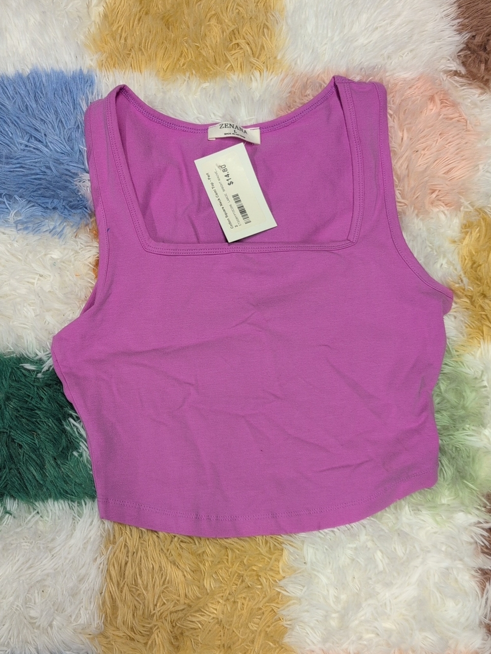Zenana Outfitters Purple Square-Neck Cropped Tank